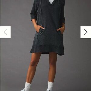 Anthropologie Charcoal Hoodie Mini Dress